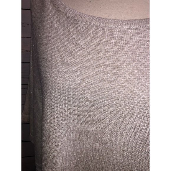 Chicos size 2 Large short sleeve sweater Beige Stripe Womans Metallic Womens‎ - Picture 11 of 11